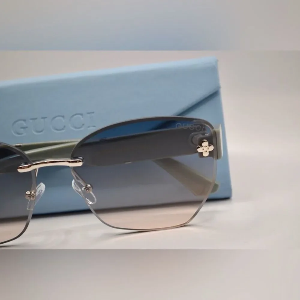 Gucci Women’s Sunglasses | Silver & Grey-Blue Frame | Blue-Brown Gradient Lens - Picture 11 of 16